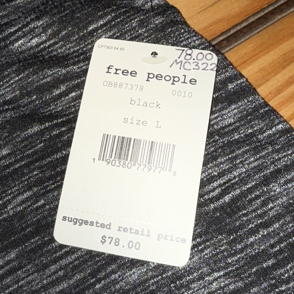 Free People Stonecold Slim Top Dress Womens Size Large Black Split NEW $78 - Picture 7 of 9